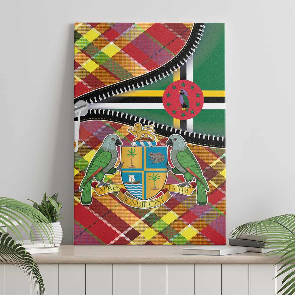Dominica Creole Day Canvas Wall Art Madras Pattern Zipper Stylized - Wonder Print Shop