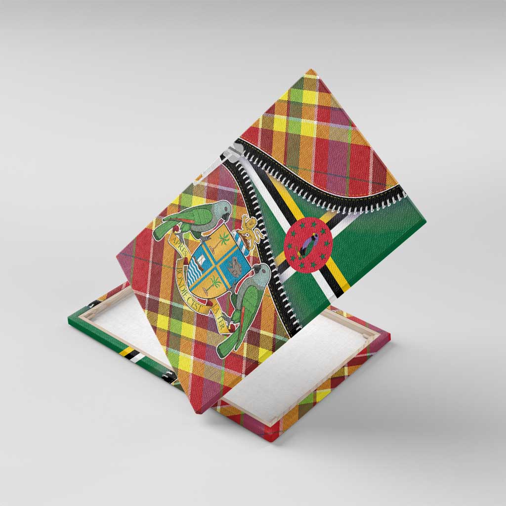 Dominica Creole Day Canvas Wall Art Madras Pattern Zipper Stylized - Wonder Print Shop