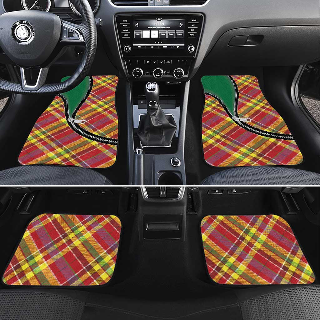Dominica Creole Day Car Mats Madras Pattern Zipper Stylized - Wonder Print Shop