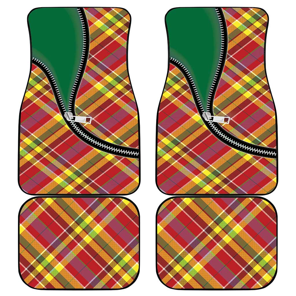 Dominica Creole Day Car Mats Madras Pattern Zipper Stylized - Wonder Print Shop