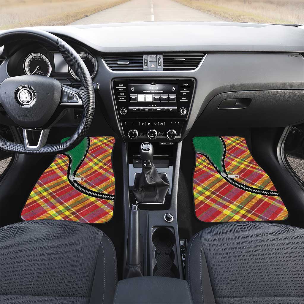 Dominica Creole Day Car Mats Madras Pattern Zipper Stylized - Wonder Print Shop