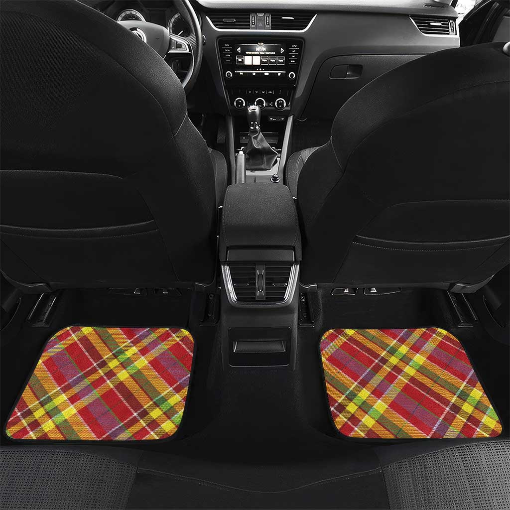Dominica Creole Day Car Mats Madras Pattern Zipper Stylized - Wonder Print Shop