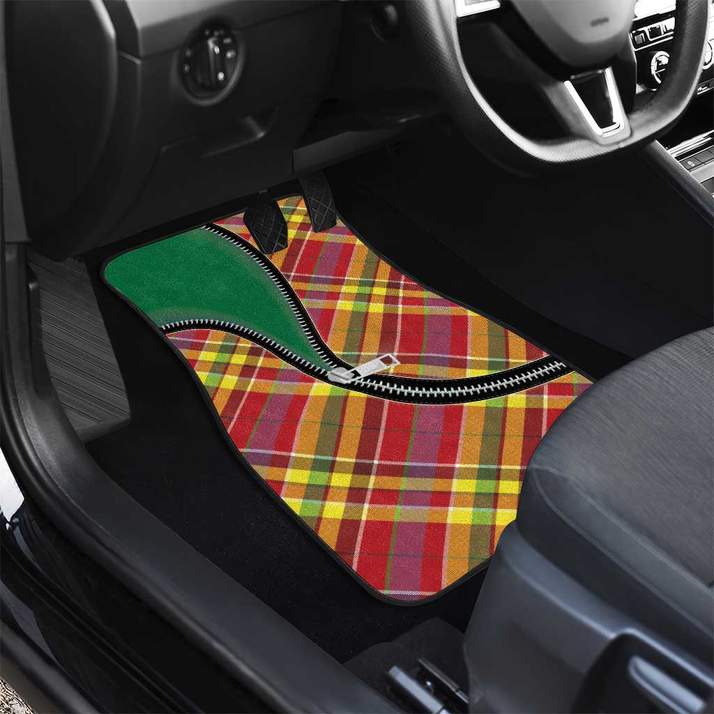 Dominica Creole Day Car Mats Madras Pattern Zipper Stylized - Wonder Print Shop