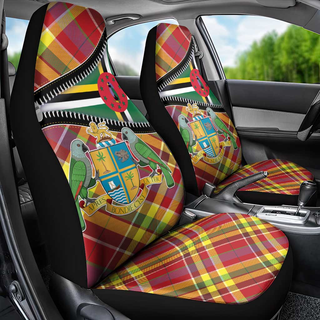Dominica Creole Day Car Seat Cover Madras Pattern Zipper Stylized - Wonder Print Shop