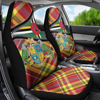 Dominica Creole Day Car Seat Cover Madras Pattern Zipper Stylized - Wonder Print Shop