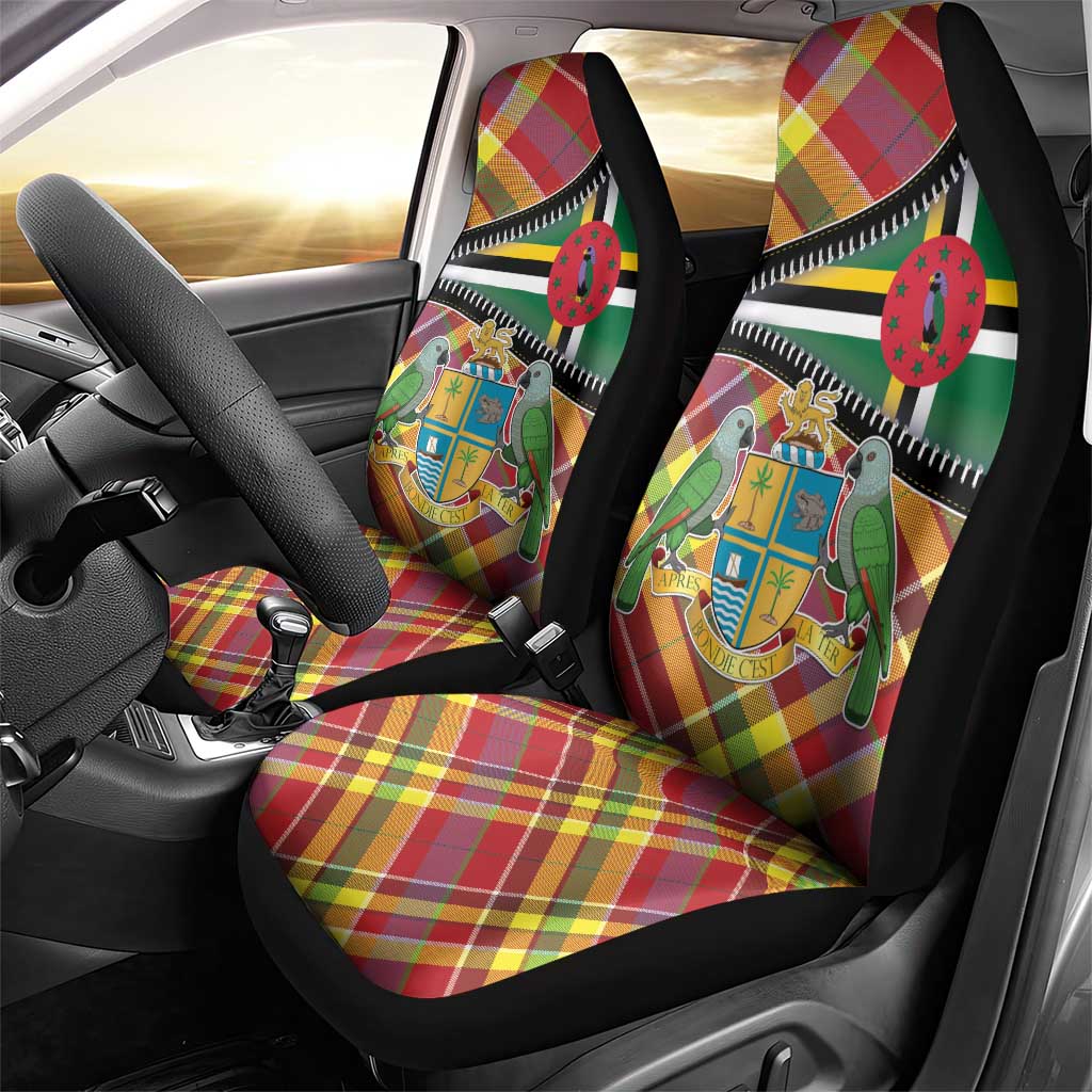 Dominica Creole Day Car Seat Cover Madras Pattern Zipper Stylized - Wonder Print Shop
