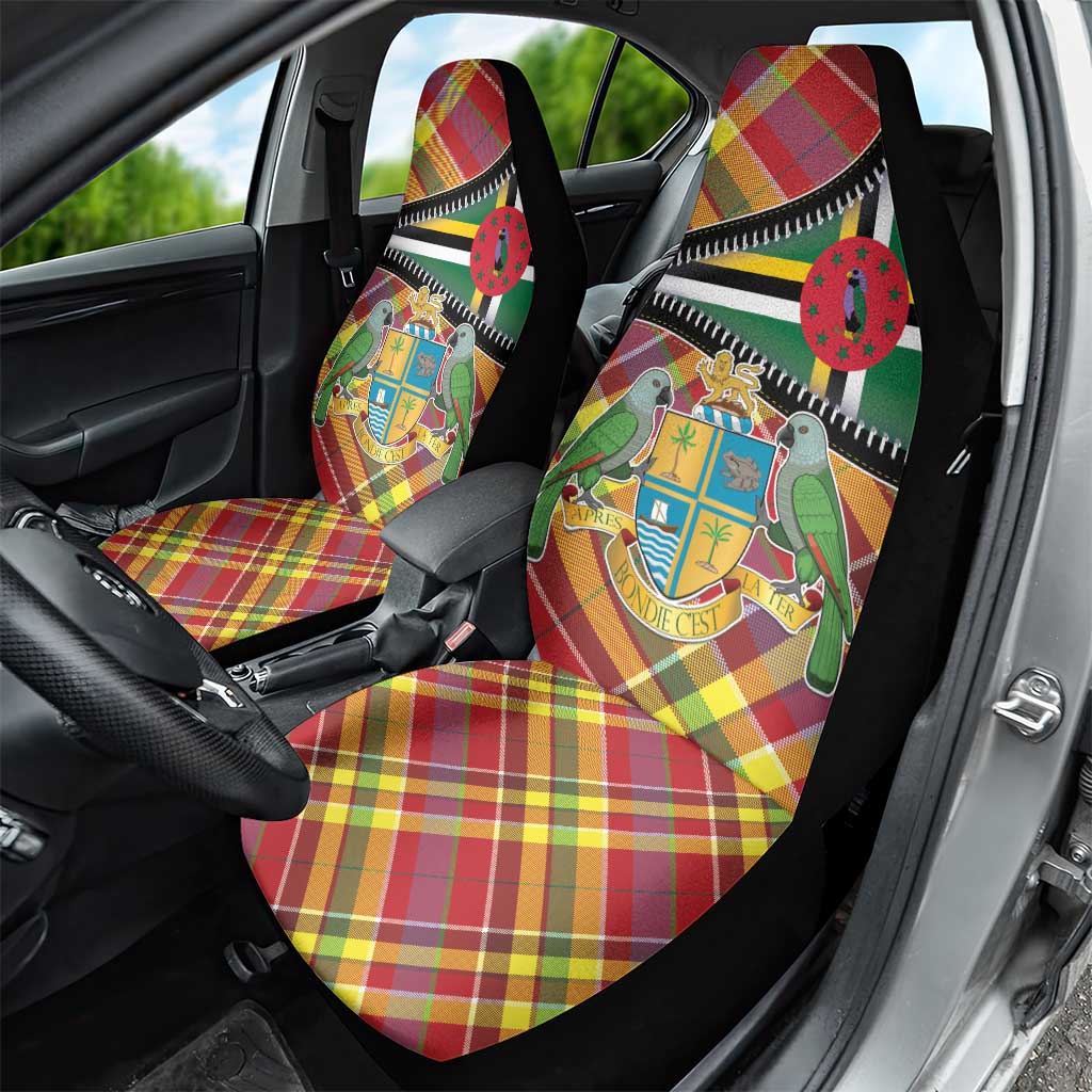 Dominica Creole Day Car Seat Cover Madras Pattern Zipper Stylized - Wonder Print Shop