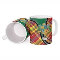 Dominica Creole Day Ceramic Mug Madras Pattern Zipper Stylized - Wonder Print Shop