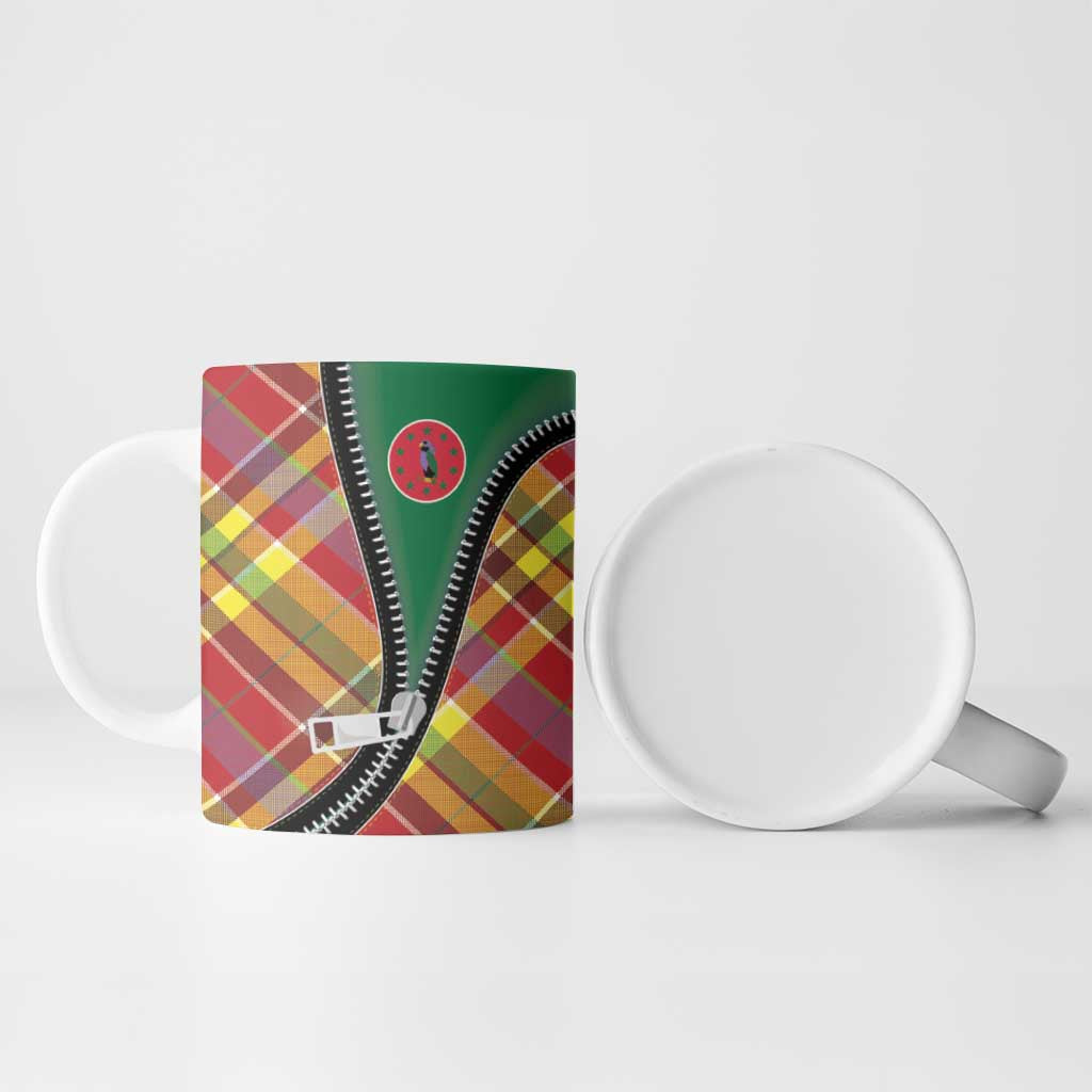Dominica Creole Day Ceramic Mug Madras Pattern Zipper Stylized - Wonder Print Shop