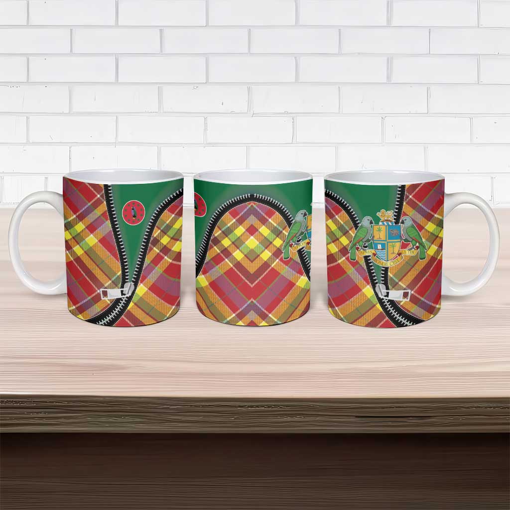 Dominica Creole Day Ceramic Mug Madras Pattern Zipper Stylized - Wonder Print Shop