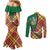 Dominica Creole Day Couples Matching Mermaid Dress and Long Sleeve Button Shirt Madras Pattern Zipper Stylized - Wonder Print Shop