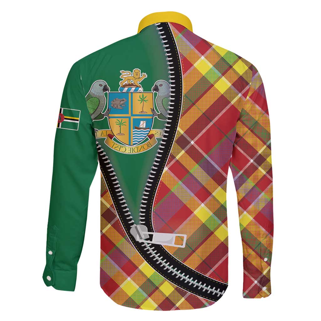 Dominica Creole Day Family Matching Long Sleeve Bodycon Dress and Hawaiian Shirt Madras Pattern Zipper Stylized - Wonder Print Shop