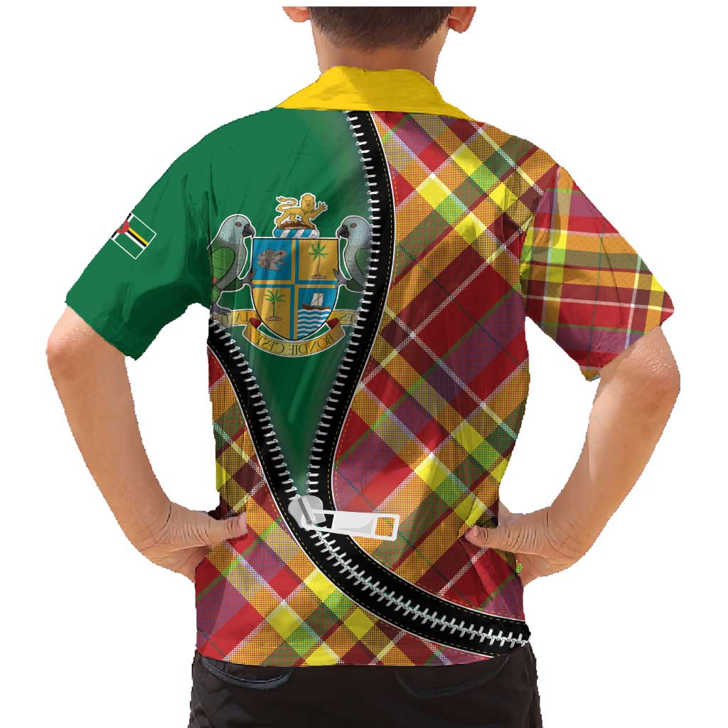 Dominica Creole Day Family Matching Mermaid Dress and Hawaiian Shirt Madras Pattern Zipper Stylized - Wonder Print Shop