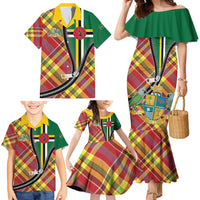 Dominica Creole Day Family Matching Mermaid Dress and Hawaiian Shirt Madras Pattern Zipper Stylized - Wonder Print Shop