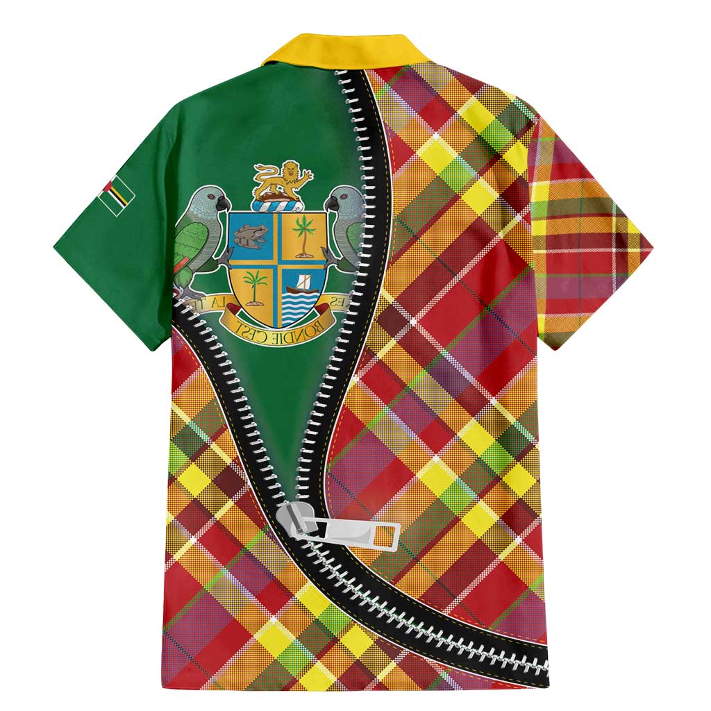 Dominica Creole Day Family Matching Mermaid Dress and Hawaiian Shirt Madras Pattern Zipper Stylized - Wonder Print Shop