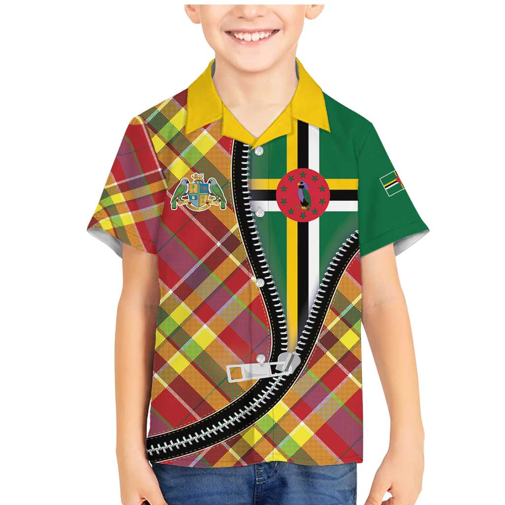 Dominica Creole Day Family Matching Mermaid Dress and Hawaiian Shirt Madras Pattern Zipper Stylized - Wonder Print Shop