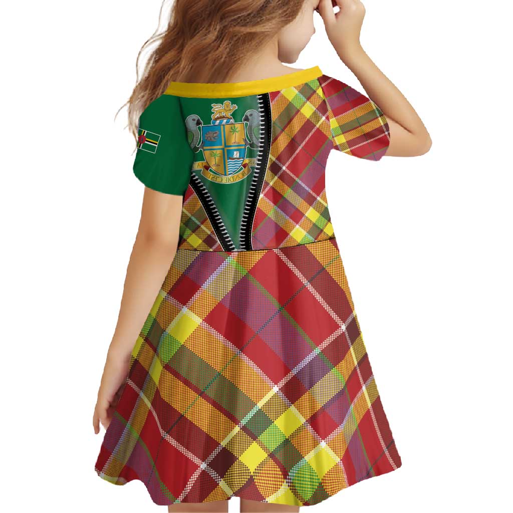 Dominica Creole Day Family Matching Off Shoulder Maxi Dress and Hawaiian Shirt Madras Pattern Zipper Stylized - Wonder Print Shop