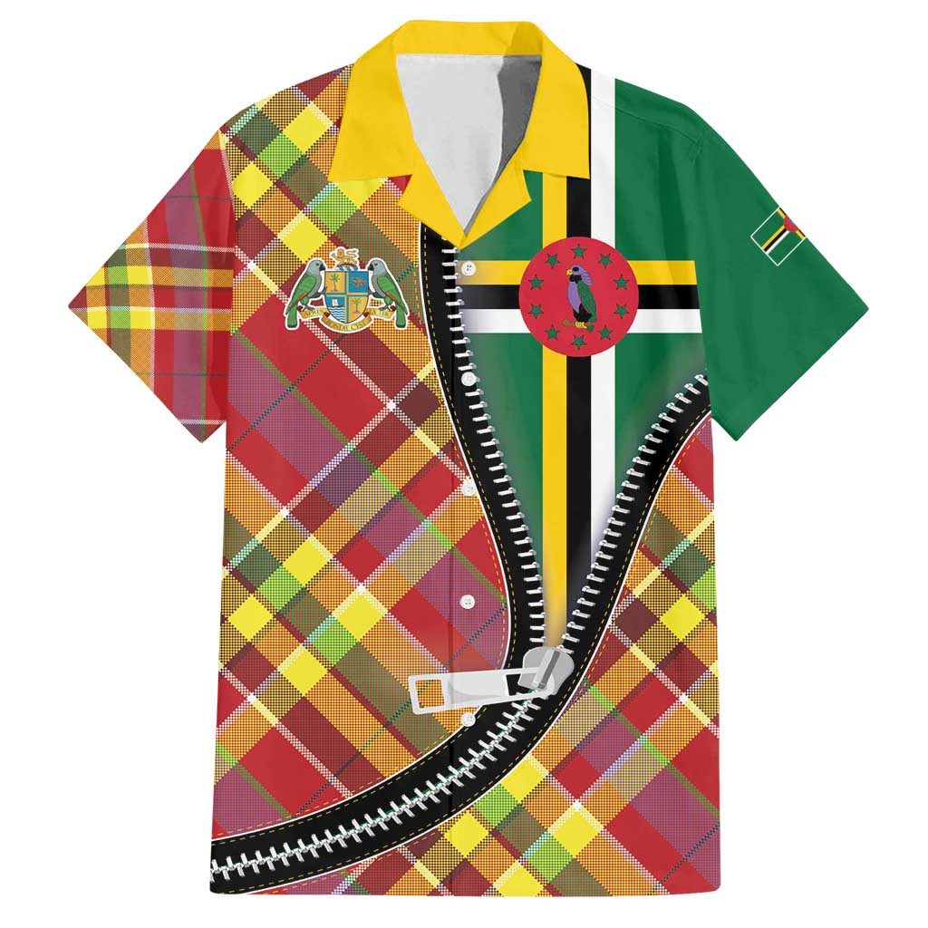 Dominica Creole Day Family Matching Puletasi and Hawaiian Shirt Madras Pattern Zipper Stylized - Wonder Print Shop