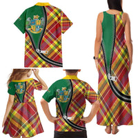Dominica Creole Day Family Matching Tank Maxi Dress and Hawaiian Shirt Madras Pattern Zipper Stylized - Wonder Print Shop