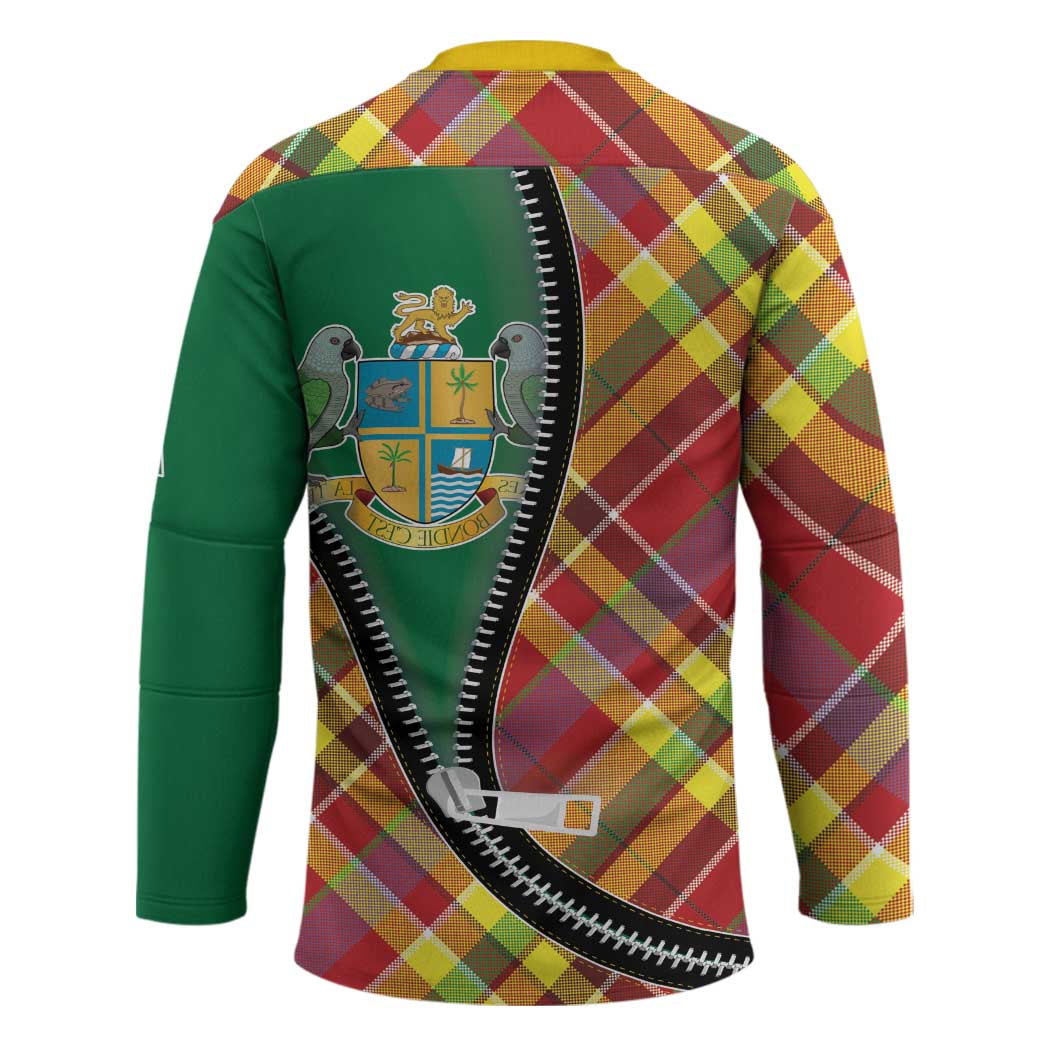 Dominica Creole Day Hockey Jersey Madras Pattern Zipper Stylized - Wonder Print Shop