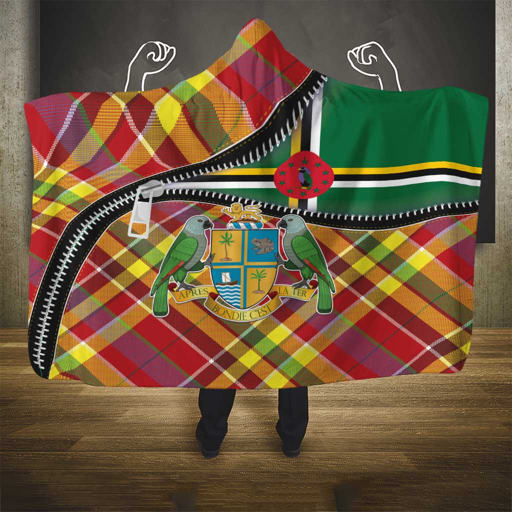 Dominica Creole Day Hooded Blanket Madras Pattern Zipper Stylized - Wonder Print Shop