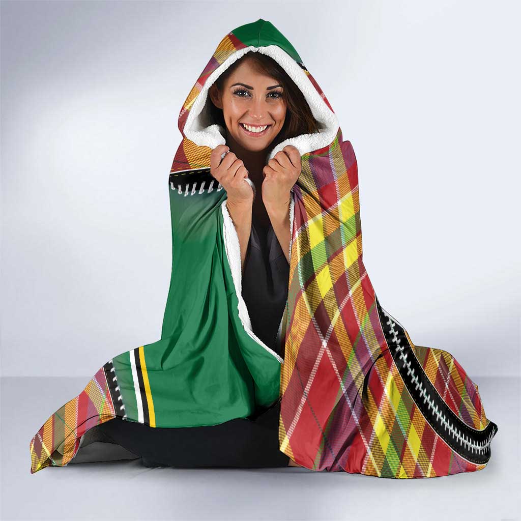 Dominica Creole Day Hooded Blanket Madras Pattern Zipper Stylized - Wonder Print Shop