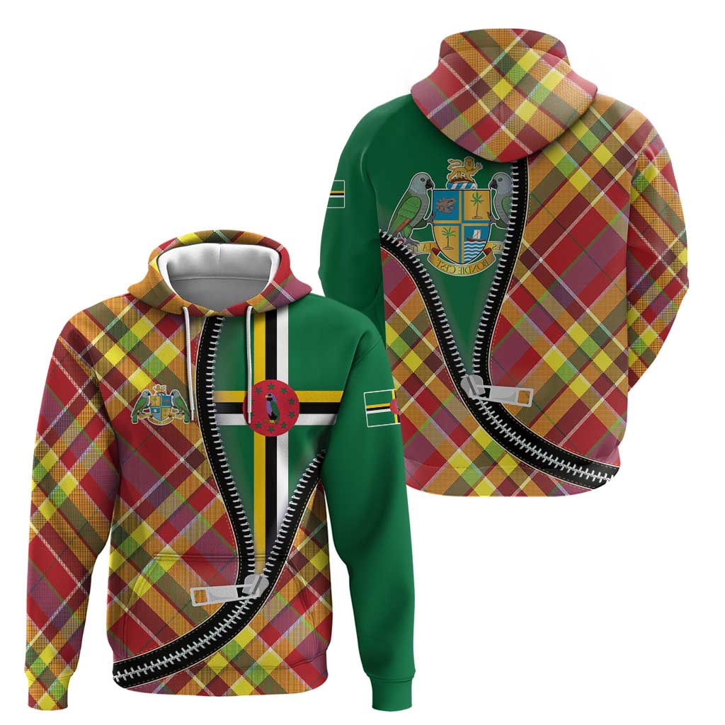 Dominica Creole Day Hoodie Madras Pattern Zipper Stylized - Wonder Print Shop