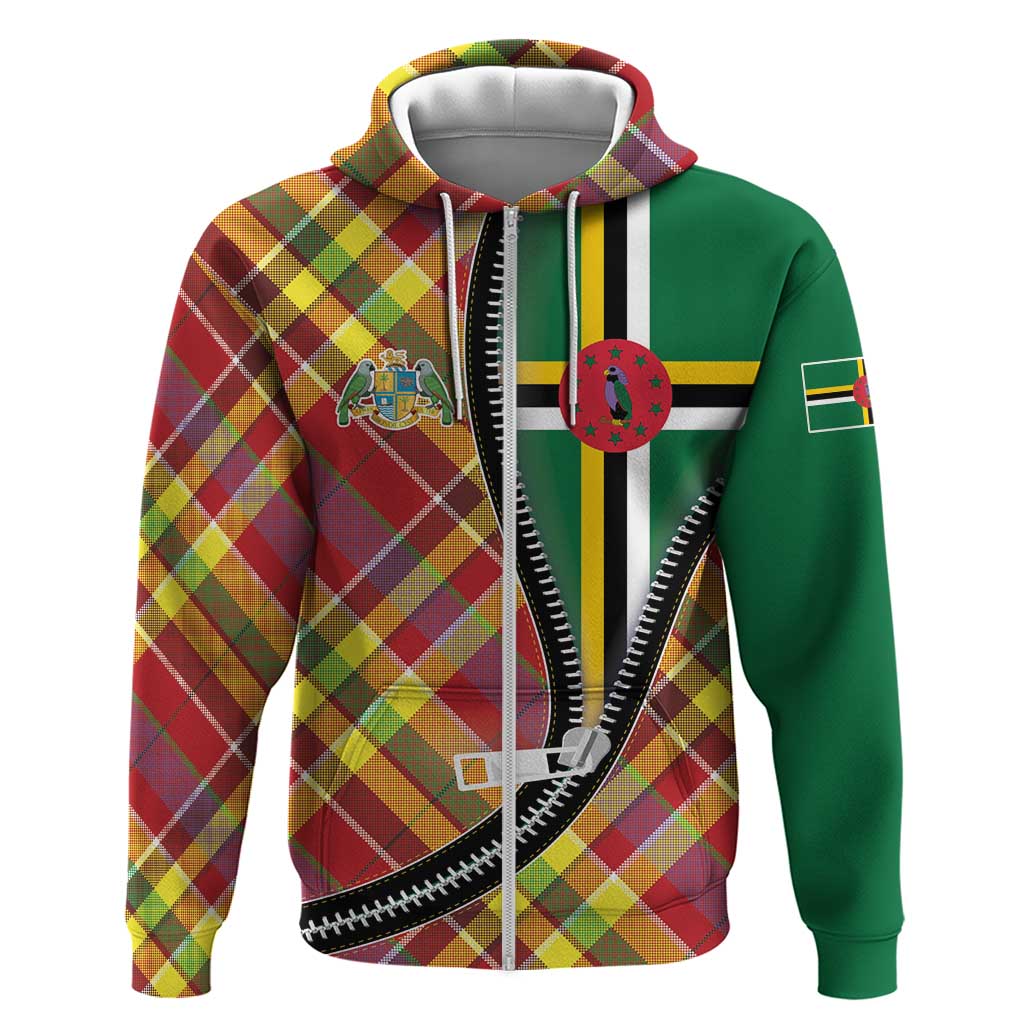 Dominica Creole Day Hoodie Madras Pattern Zipper Stylized - Wonder Print Shop