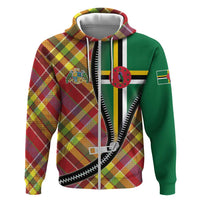 Dominica Creole Day Hoodie Madras Pattern Zipper Stylized - Wonder Print Shop