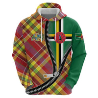 Dominica Creole Day Hoodie Madras Pattern Zipper Stylized - Wonder Print Shop