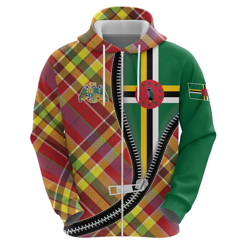 Dominica Creole Day Hoodie Madras Pattern Zipper Stylized - Wonder Print Shop