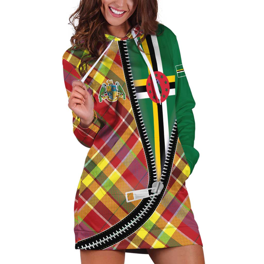 Dominica Creole Day Hoodie Dress Madras Pattern Zipper Stylized - Wonder Print Shop