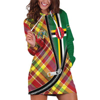 Dominica Creole Day Hoodie Dress Madras Pattern Zipper Stylized - Wonder Print Shop