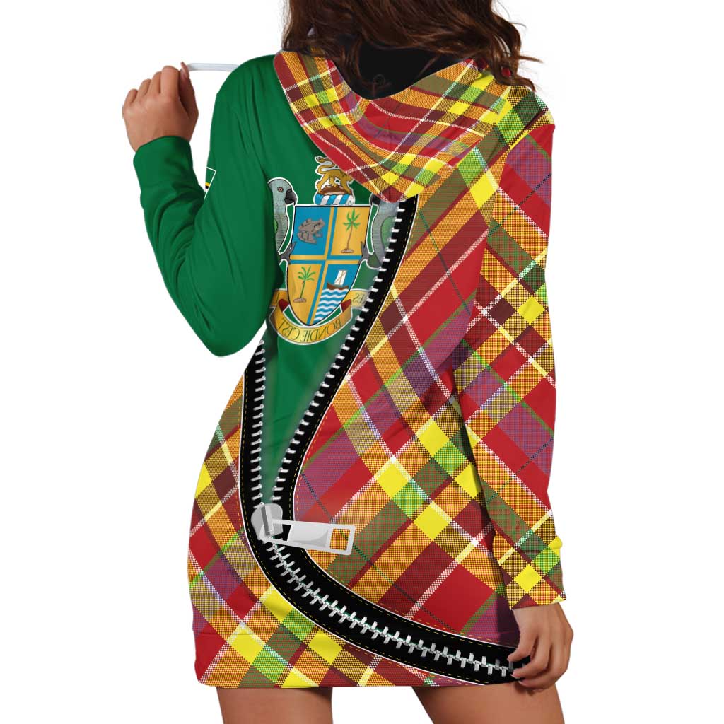 Dominica Creole Day Hoodie Dress Madras Pattern Zipper Stylized - Wonder Print Shop