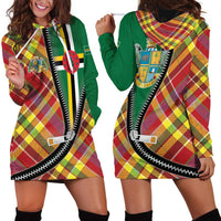 Dominica Creole Day Hoodie Dress Madras Pattern Zipper Stylized - Wonder Print Shop