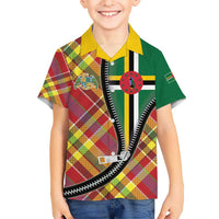 Dominica Creole Day Kid Hawaiian Shirt Madras Pattern Zipper Stylized - Wonder Print Shop