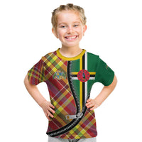 Dominica Creole Day Kid T Shirt Madras Pattern Zipper Stylized - Wonder Print Shop