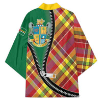 Dominica Creole Day Kimono Madras Pattern Zipper Stylized - Wonder Print Shop