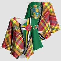 Dominica Creole Day Kimono Sleeve Blouse Madras Pattern Zipper Stylized - Wonder Print Shop
