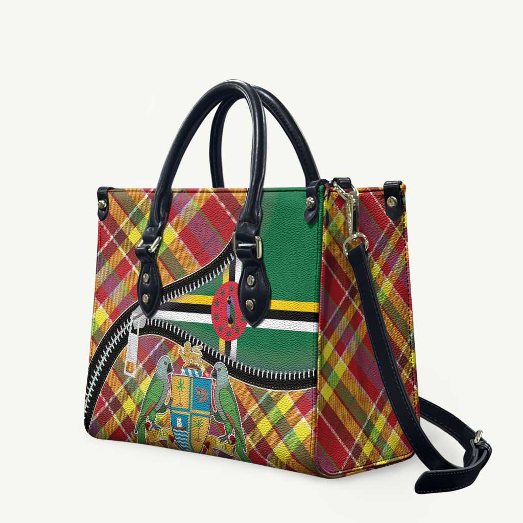 Dominica Creole Day Leather Bag Madras Pattern Zipper Stylized - Wonder Print Shop