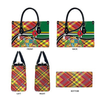Dominica Creole Day Leather Bag Madras Pattern Zipper Stylized - Wonder Print Shop