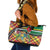 Dominica Creole Day Leather Tote Bag Madras Pattern Zipper Stylized - Wonder Print Shop
