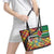 Dominica Creole Day Leather Tote Bag Madras Pattern Zipper Stylized - Wonder Print Shop
