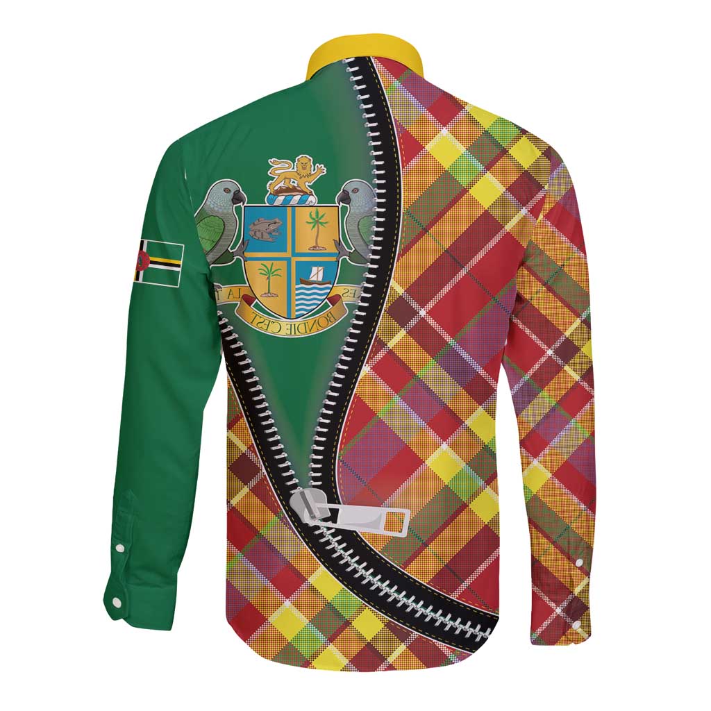 Dominica Creole Day Long Sleeve Button Shirt Madras Pattern Zipper Stylized - Wonder Print Shop