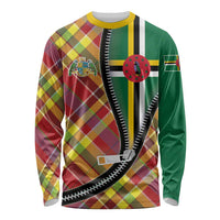 Dominica Creole Day Long Sleeve Shirt Madras Pattern Zipper Stylized - Wonder Print Shop
