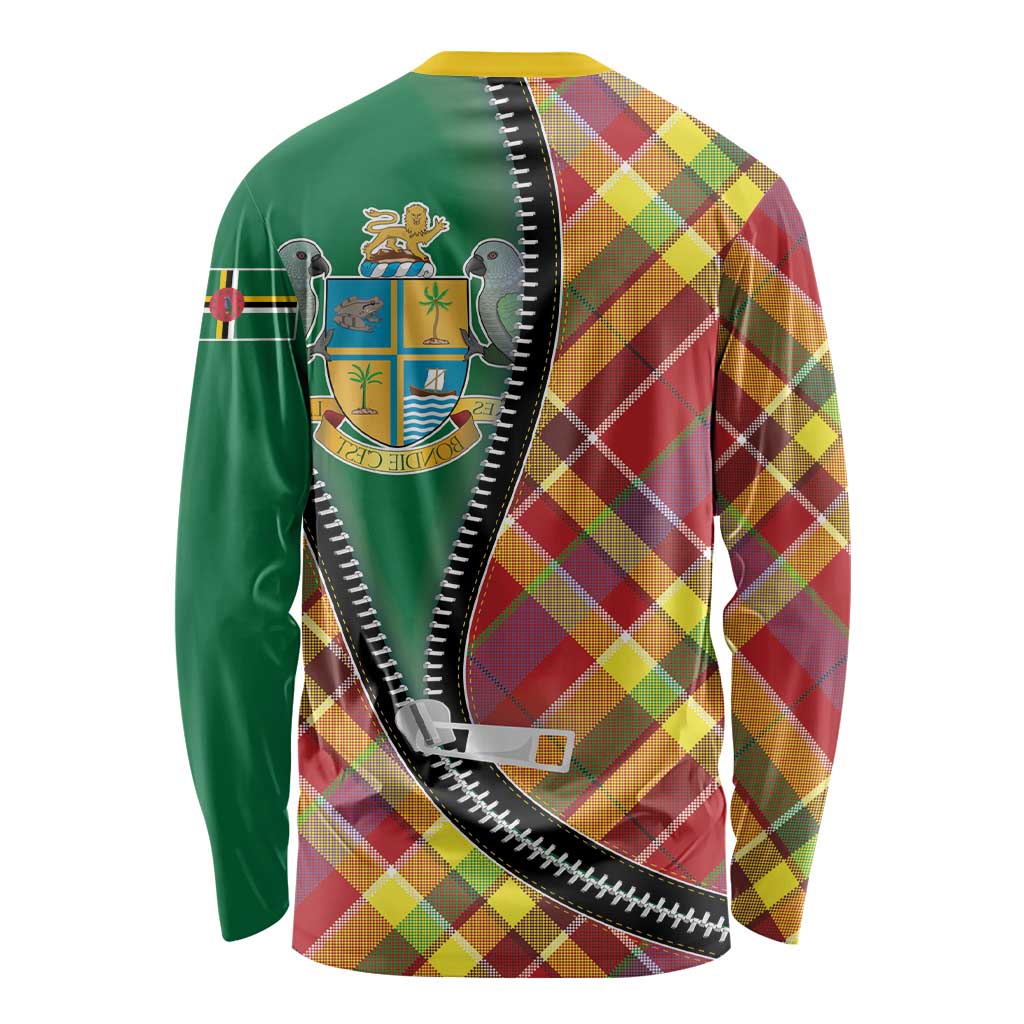Dominica Creole Day Long Sleeve Shirt Madras Pattern Zipper Stylized - Wonder Print Shop