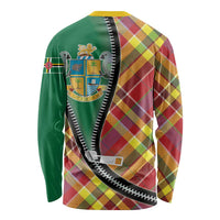 Dominica Creole Day Long Sleeve Shirt Madras Pattern Zipper Stylized - Wonder Print Shop