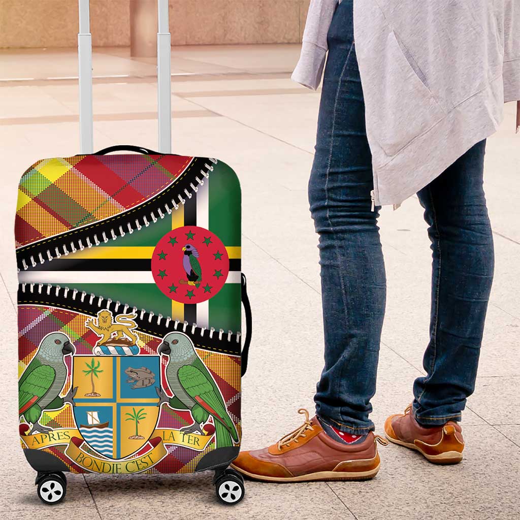 Dominica Creole Day Luggage Cover Madras Pattern Zipper Stylized - Wonder Print Shop