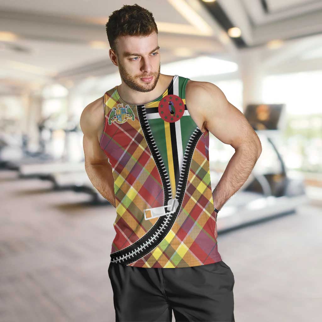 Dominica Creole Day Men Tank Top Madras Pattern Zipper Stylized - Wonder Print Shop