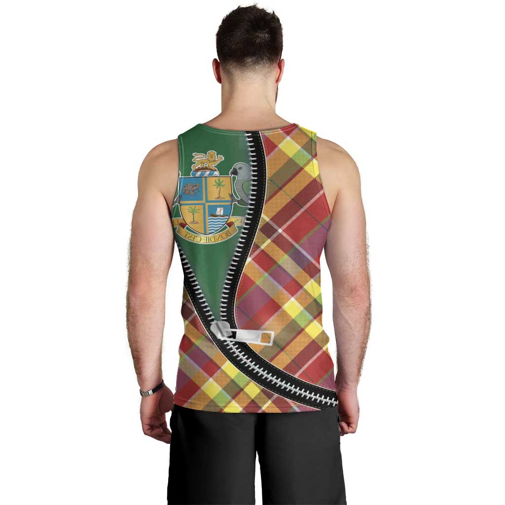 Dominica Creole Day Men Tank Top Madras Pattern Zipper Stylized - Wonder Print Shop